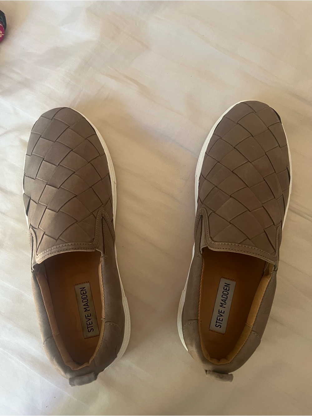 Steve Madden Men’s Woven Slip-On Sneakers in Taupe Brown